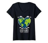 Women's Love Our Planet Climate Change Awareness Earth Day V-Neck T-Shirt
