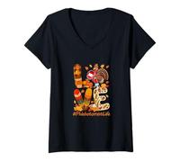 Womens Love Phlebotomist Tools Thanksgiving Fall Leaves Turkey V-Neck T-Shirt