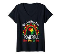 Women's Love Powerful Than Hate Rainbow Black History Month V-Neck T-Shirt