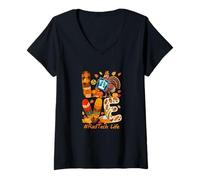 Womens Love Rad Tech Tools Thanksgiving Colorful Fall Leaves Turkey V-Neck T-Shirt