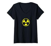 Womens Love Radiation Radioactive Sign Symbol Nuclear Vintage V-Neck T-Shirt