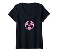 Womens Love Radiation Radioactive Sign Symbol Nuclear Vintage V-Neck T-Shirt