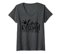 Women's Love Rescued Me Pet Rescue Support Story V-Neck T-Shirt