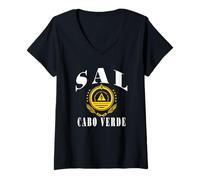 Womens Love Sal Cabo Cape Verde With Cape Verdean EmbleM V-Neck T-Shirt