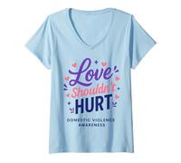 Womens Love Shouldn’t Hurt Design for Domestic Violence Awareness V-Neck T-Shirt