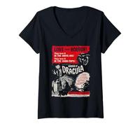 Womens Love That Horror of Dracula Movie Poster Art Christopher Lee V-Neck T-Shirt