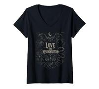 Women's Love The Misunderstood Snake Spider Moth Frog Bat Raven Cat V-Neck T-Shirt
