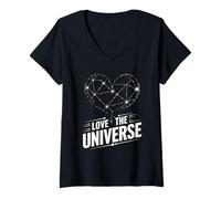 Womens Love The Universe Constellation Heart Space Cosmos V-Neck T-Shirt