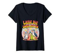 Womens Love the Unloved Cute Animals Empathy Kindness Colorful V-Neck T-Shirt