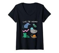 Womens Love The Unloved Funny Animal Rat and Frog Pigeon Meme Women V-Neck T-Shirt