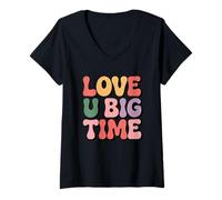 Womens Love U Big Time Statement Design V-Neck T-Shirt