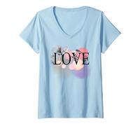 Womens Love Valentines Day Hearts Graphic Lovers Love V-Neck T-Shirt