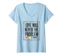 Women's Love was Never The Problem LGBTQ Pride Rainbow V-Neck T-Shirt