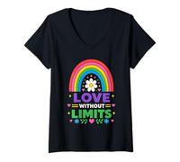 Women's Love Without Limits Pride LGBTQIA V-Neck T-Shirt