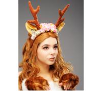 Womens Lovely Deer Horns Fancy Dress Antlers Headpiece with Flowers on Headband
