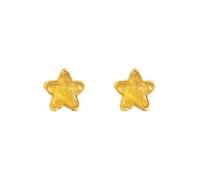 Women's Lovely Yellow Foil Star Stud Earrings, Warm Amber Tone Five Point Ear Jewelry, Gift for Birthday & Valentine's Day