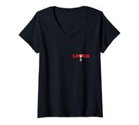 Women's Lover Loner Broken Heart Graphic - Dark Humor Relationship V-Neck T-Shirt