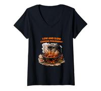 Women's Low and Slow Cooking Philosophy Design V-Neck T-Shirt