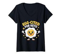 Womens Low Carb Keto Egg Cited V-Neck T-Shirt