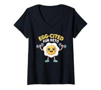Womens Low Carb Keto Egg Cited V-Neck T-Shirt