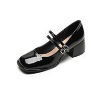 Women's Low Chunky Heel Mary Janes Comfortable Dress Shoes for Women Square Toe Closed Toe Pumps Loafers for Women Black