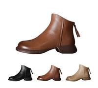 Womens Low Heel Ankle Boots Chelsea Booties Wellies Short Boots Back Zip Chunky Block Booties Non Slip Ankle Boot Soft Sole Autumn Boot Fashion Walking Bootie Casual Outdoor Bootie