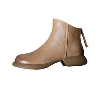 Womens Low Heel Ankle Boots| Chelsea Booties| Wellies Short Boots| Back Zip Chunky Block Booties| Non Slip Ankle Boot| Soft Sole Autumn Boot| Fashion Walking Bootie| Casual Outdoor Bootie