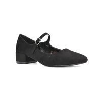 Women's Low Heel Court Shoes Ladies Black Faux Suede Mary Jane Adjustable Buckle Strap Working Evening Shoes Size 5