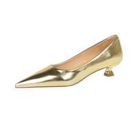 Womens Low Heel Pumps Shoes 1.37 Inch Closed Pointed Toe Kitten Heels for Women Comfortable Office Work Shoes Gold