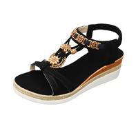 Womens Low Heel Wedge Sandals - Wide Fit Open Toe Sandals For Women Elastic Strap Slingback Shoes Non Slip Walking Footwear Lightweight Breathable Mules Beach Casual Sandal Daily Wear