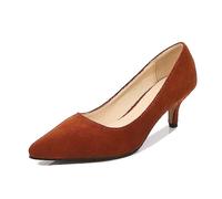 Women's Low Heels Closed Pointy Toe Court Shoes Smart Office Formal Work Pumps Slip on Kitten Heel Wedding Dress Stiletto Party Wedding Dressy Low Heel Shoes Brown