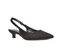 Women's Low Kitten Heel Shoes Ladies Black Faux Suede Slingback Point Toe Party Evening Wedding Pumps Size 7