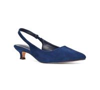 Women's Low Kitten Heel Shoes Ladies Navy Faux Suede Slingback Point Toe Party Evening Wedding Pumps Size 5