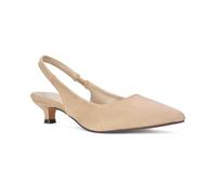 Women's Low Kitten Heel Shoes Ladies Nude Faux Suede Slingback Point Toe Party Evening Wedding Pumps Size 5