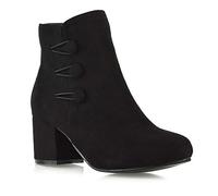 Womens Low Mid Block Heel Ankle Boots Ladies Zip Button Tie Smart Work Office Black Faux Suede
