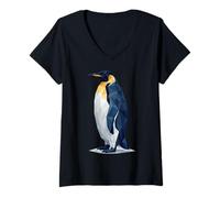 Women's Low Poly Emperor Penguins Geometric Art V-Neck T-Shirt