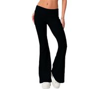 Women's Low Rise Flare Leggings, Y2k Bell Bottom Leggings, Casual Stretchy Low Rise Yoga Sweatpants (Black,S)