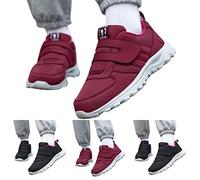 Womens Low Top Slip On Trainers Easy Fasten, Womens Easy Fasten Trainers, Fashion Flat Soled Sneakers Lightweight Comfortable Sneakers Versatile Non-Slip Shoes Low Top and Casual Shoes for Women Red