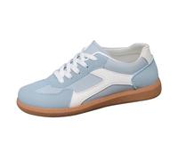 Women's Low-Top Trainers, Women's Low Shoes, Contrast Parts & Caramel Sole, Retro Style, Skateboarding Trainers, blue, 9 UK