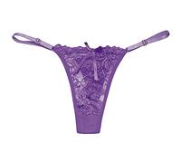 Women's Low Waist Bow Underwear Sexy Embroidered Thongs Soft Panties Breathable Bandage Tie Hipsters Lace Underpants Thong Briefs Butt Lifting Bikini Panties Cute Comfor Purple