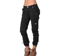Womens Low Waist Cargo Jogger Sweatpants Multi-Pocket Combat Casual Work Utility Safety Trousers Elasticated Cuffed Straight Leg Lounge Activewear Trousers Lightweight Tactical Camping Fishing Pants