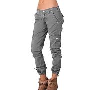 Womens Low Waist Cargo Jogger Sweatpants Multi-Pocket Combat Casual Work Utility Safety Trousers Elasticated Cuffed Straight Leg Lounge Activewear Trousers Lightweight Tactical Camping Fishing Pants
