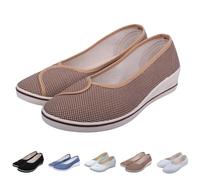 Women's Low Wedge Canvas Casual Shoes Clearance Size 7 Pumps Plimsolls Closed Round Toe Pumps Comfortable Slip on Dress Work Shoes YL250522 Brown Footwear