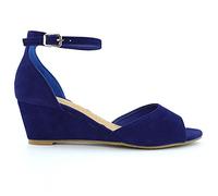 Womens Low Wedge Heel Ankle Strap Sandals Ladies Peep Toe Party Evening Shoes