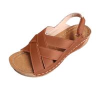 Women's Low Wedge Sandals Arch Support Orthopedic Sandal with Adjustable Ankle Strap Summer Cushion Walk Slippers Comfort Open Toe Soft Thick Sole Beach Shoes