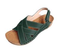 Women's Low Wedge Sandals Arch Support Orthopedic Sandal with Adjustable Ankle Strap Summer Cushion Walk Slippers Comfort Open Toe Soft Thick Sole Beach Shoes