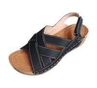 Women's Low Wedge Sandals Arch Support Orthopedic Sandal with Adjustable Ankle Strap Summer Cushion Walk Slippers Comfort Open Toe Soft Thick Sole Beach Shoes