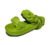 Women's Low Wedge Sandals Ladies Fashion Summer Solid Color Leather Woven Ankle Strap Thick Sole Women Shoes Dress Walking Wide Fit For Comfort Comfortable Uk Womens Sandal Comfy Foot Green 7