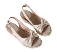 Women'S Low Wedge Sandals Summer Espadrille Fish Mouth Open Toe Sandal Platform Sandals With Back Strap Buckle Slip-Resistant Sole Slip On Shoes Casual Retro Roman Walking Footwear For Daily Wear