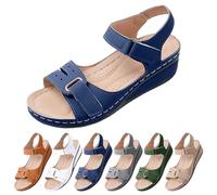 Womens Low Wedge Sandals Womens Roman Sandals Orthopedic Walking Sandal Comfortable Ankle Strap Sandal Thick Cushion Strappy Sliders Slip On Summer Sliders Summer Beach Slides With Arch Support